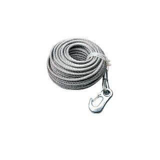 Steel cable with snap hook for cable winches, diameter (Ø) 6.0 mm, 12 meters
