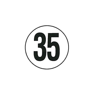 Speed sign PVC film white / black 35 km / h