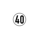 Speed sign PVC film white / black 40 km / h