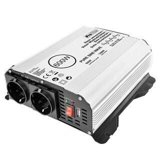 Voltage converter sine 12-230V 600W / 1200W + USB