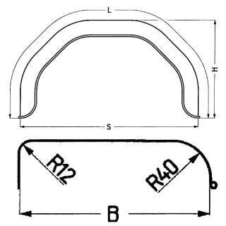 Plastic single-axle mudguard profile 12/40 B200 S660 L1040 H330