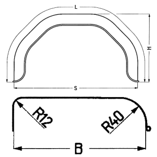Plastic single-axle mudguard profile 12/40 B240 S800 L1235 H380