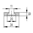 Airline lashing rail aluminum L 2998 mm undrilled, W 34 mm, H 9.6 mm