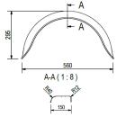 De Haan - mudguard for single-axle vehicles HR 1556, H 1509/12, W 150 / S 560 mm
